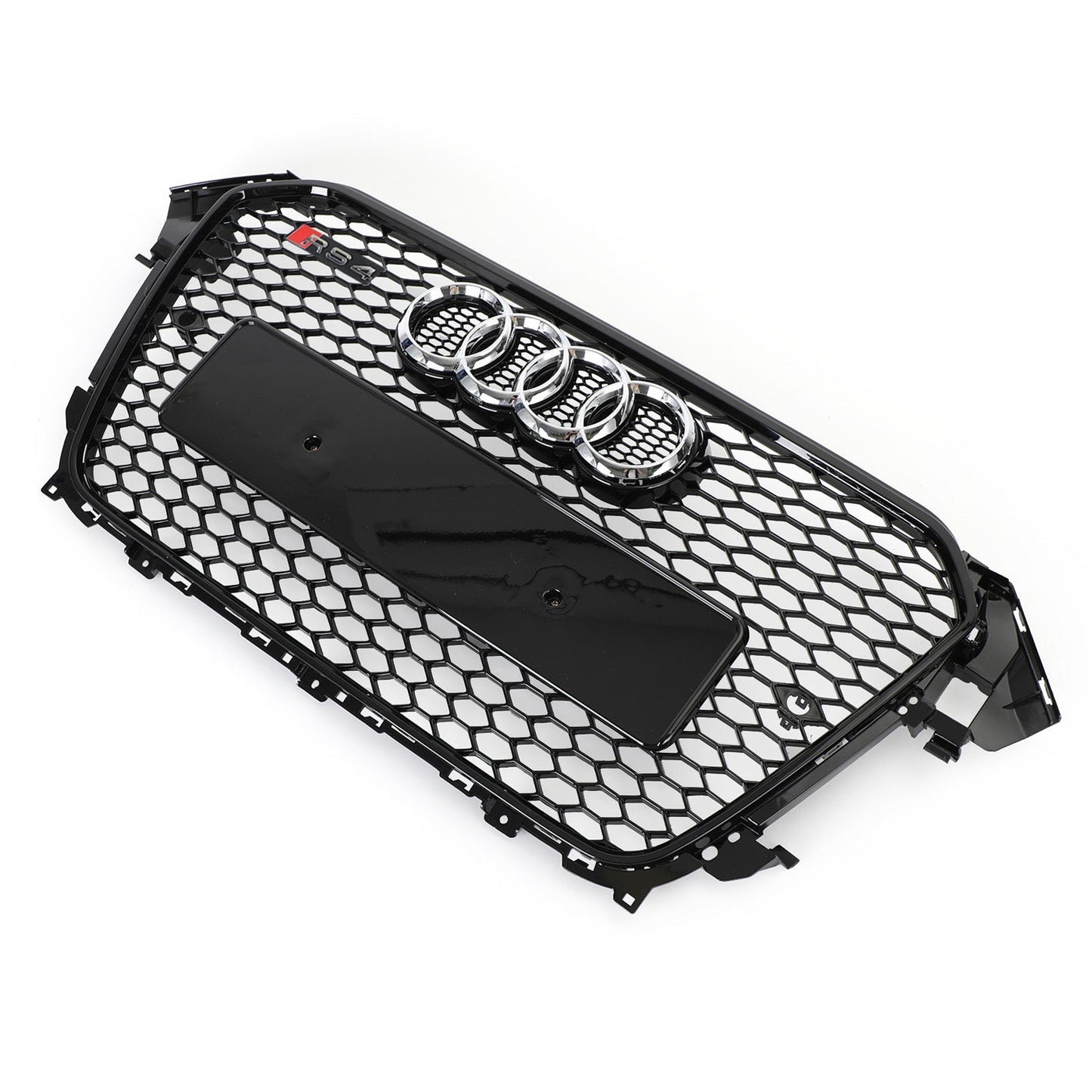 Audi 2012-2016 A4 S4 Honeycomb Grill RS4 Style Mesh Front Bumper Grille Gloss Black
