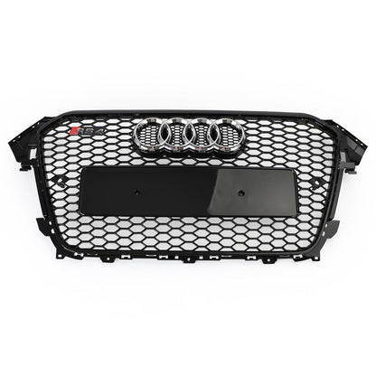 Audi 2012-2016 A4 S4 Honeycomb Grill RS4 Style Mesh Front Bumper Grille Gloss Black