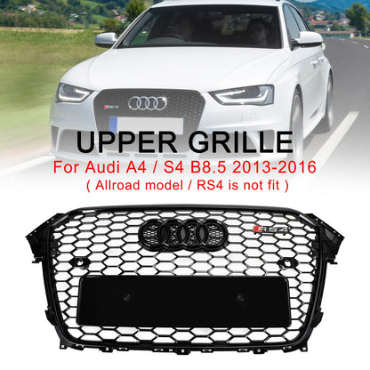 Audi 2012-2016 A4 S4 Honeycomb Grill RS4 Style Mesh Front Bumper Grille Gloss Black