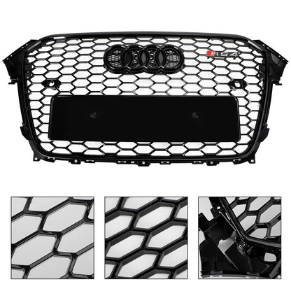 Audi 2012-2016 A4 S4 Honeycomb Grill RS4 Style Mesh Front Bumper Grille Gloss Black