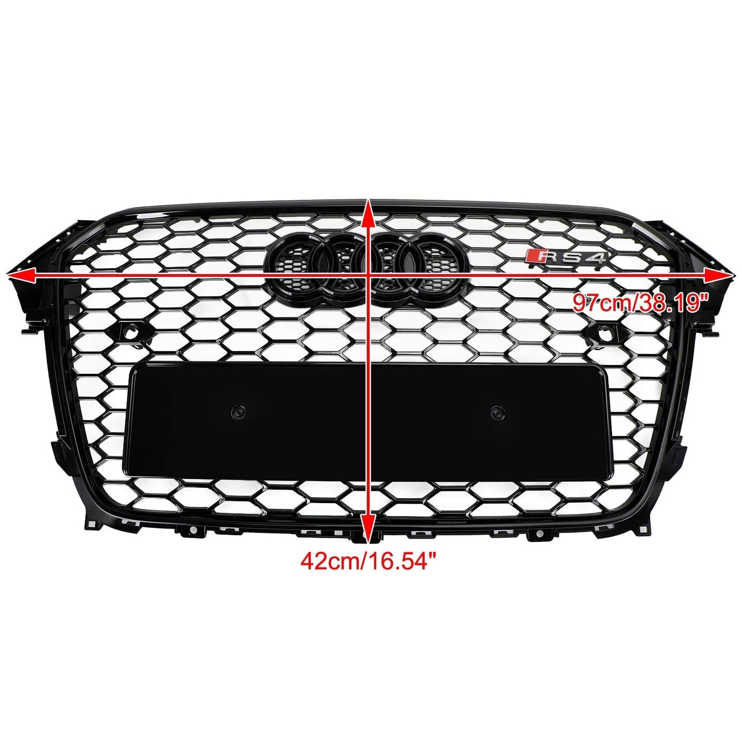 Audi 2012-2016 A4 S4 Honeycomb Grill RS4 Style Mesh Front Bumper Grille Gloss Black