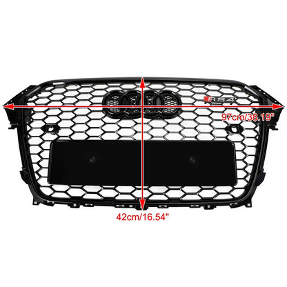 Audi 2012-2016 A4 S4 Honeycomb Grill RS4 Style Mesh Front Bumper Grille Gloss Black