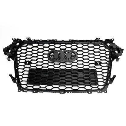 Audi A4 / A4 Sline / S4 B8.5 2012 2013 2014 2015 2016 RS4 Style Gloss Black Grill Honeycome Mesh Sport Hex Front Grille W/ Emblem