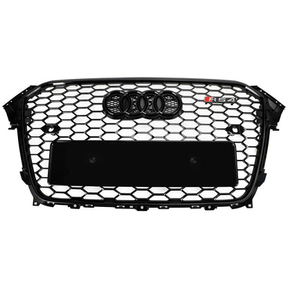Audi 2012-2016 A4 S4 Honeycomb Grill RS4 Style Mesh Front Bumper Grille Gloss Black