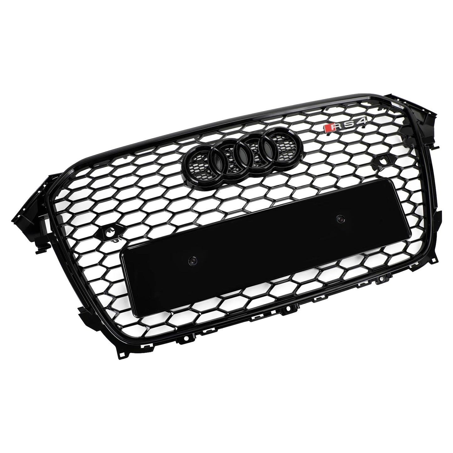 Audi 2012-2016 A4 S4 Honeycomb Grill RS4 Style Mesh Front Bumper Grille Gloss Black