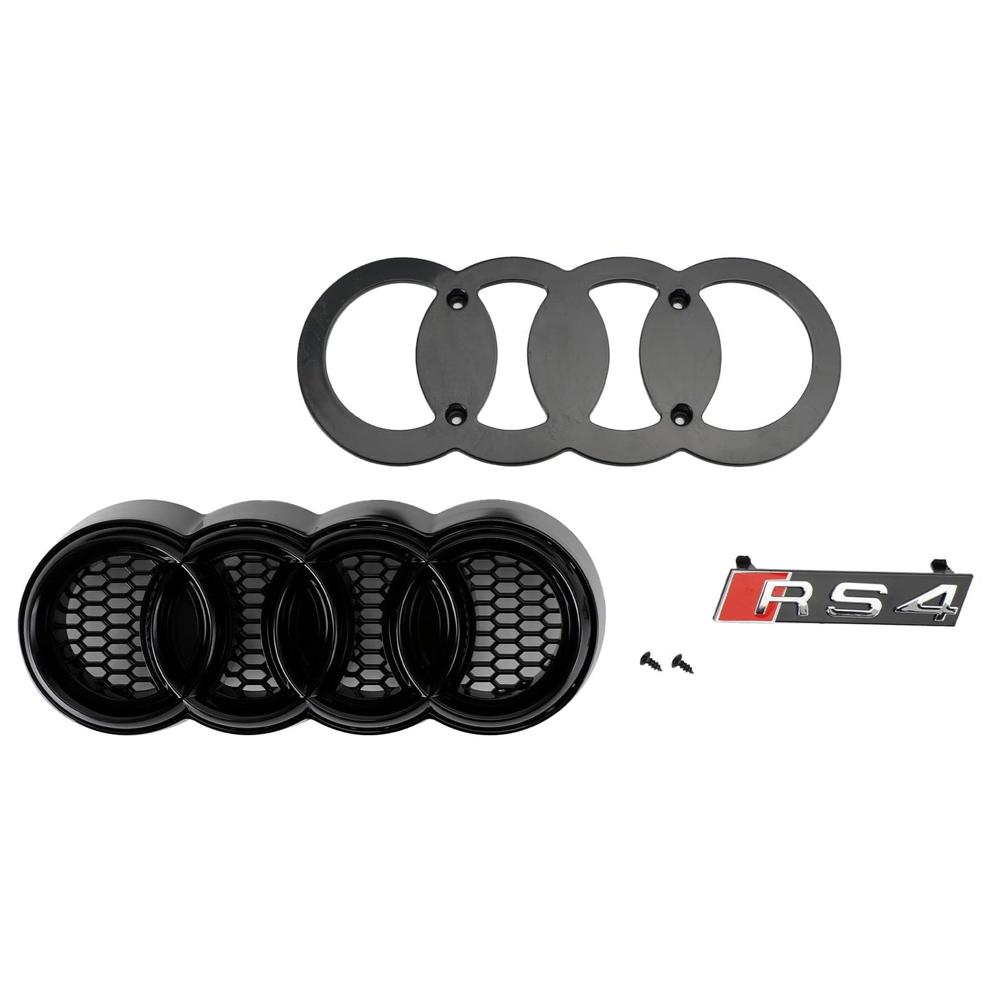 Audi 2012-2016 A4 S4 Honeycomb Grill RS4 Style Mesh Front Bumper Grille Gloss Black