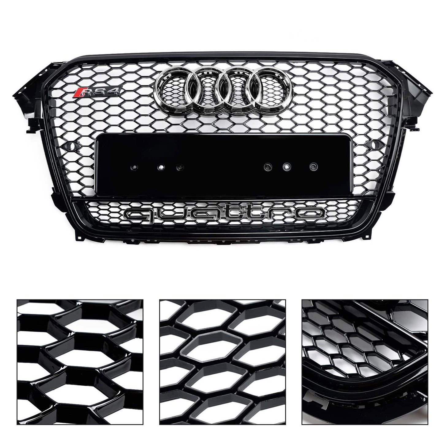 Audi A4/S4 B8.5 2012-2016 With Quattro RS4 Style Front Bumper Grill Replacement Black Grille