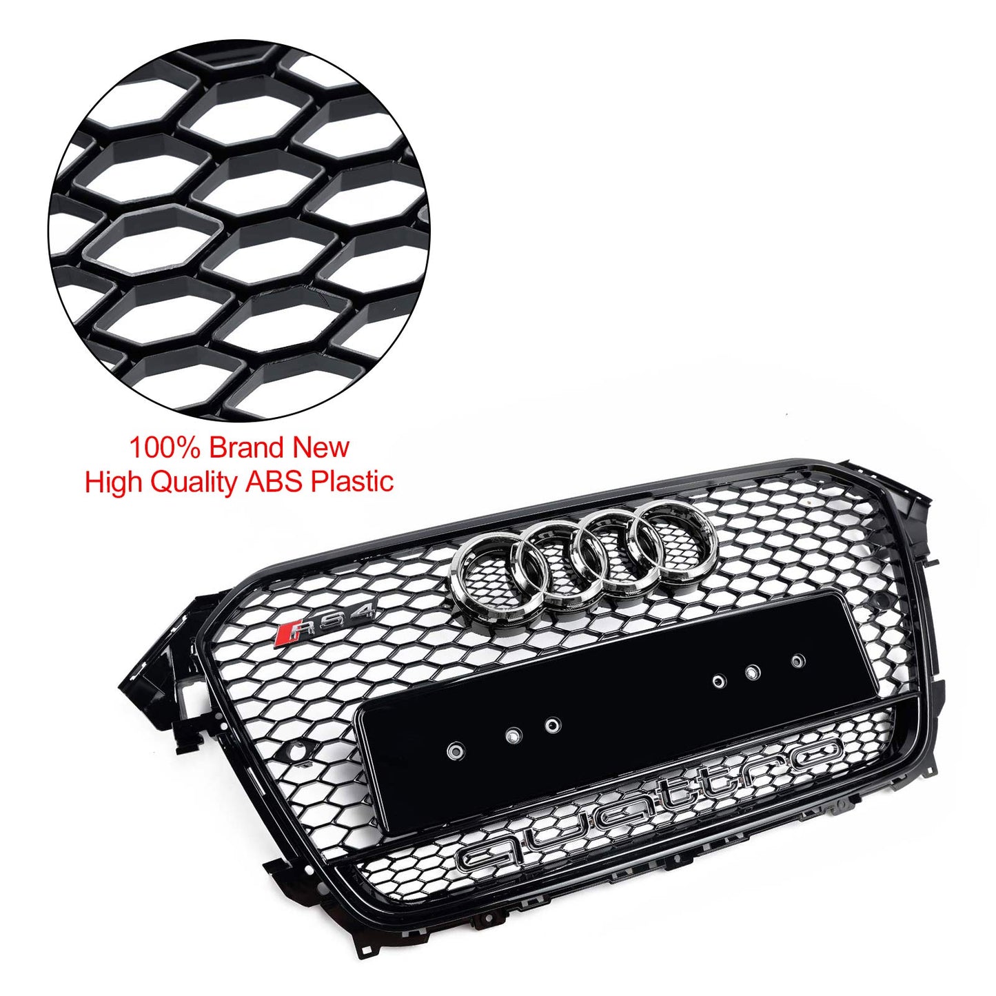 Audi A4/S4 B8.5 2012-2016 With Quattro RS4 Style Front Bumper Grill Replacement Black Grille