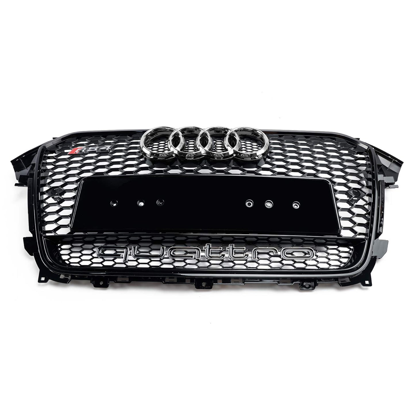 Audi A4 / A4 Sline / S4 B8.5 2012 2013 2014 2015 2016 RS4 Style Gloss Black Grill Honeycome Mesh Sport Hex Front Grille W/ Emblem