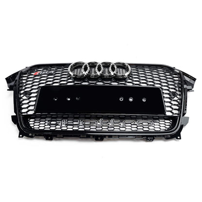 Audi A4 / A4 Sline / S4 B8.5 2012 2013 2014 2015 2016 RS4 Style Gloss Black Grill Honeycome Mesh Sport Hex Front Grille W/ Emblem