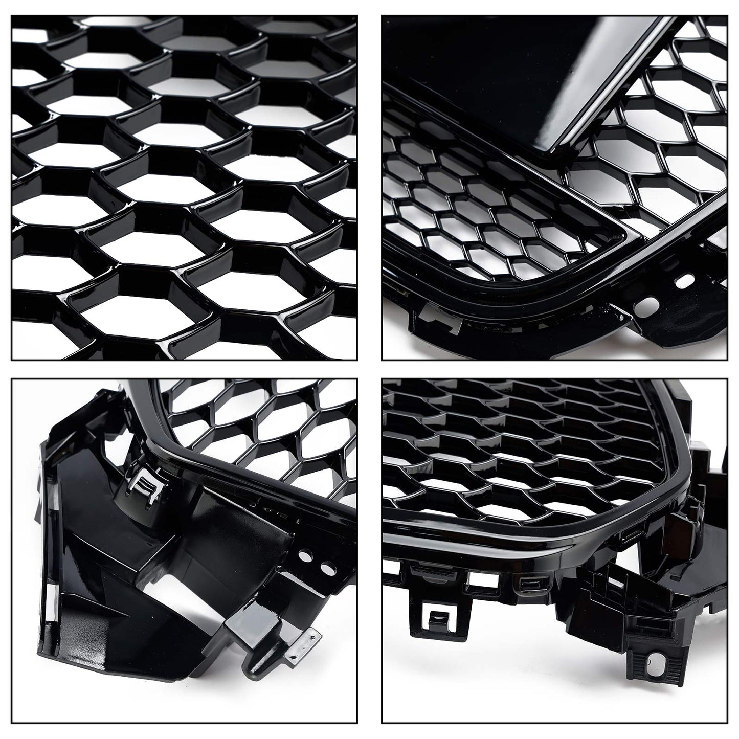 Audi A4 / A4 Sline / S4 B8.5 2012 2013 2014 2015 2016 RS4 Style Gloss Black Grill Honeycome Mesh Sport Hex Front Grille W/ Emblem