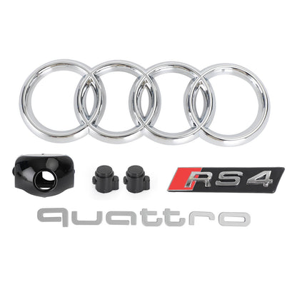2016-2019 Audi A4 / A4 S-Line / S4 B9 RS4 Style Honeycomb Mesh Grill Front Bumper Gloss Black Grille With Silver Emblem