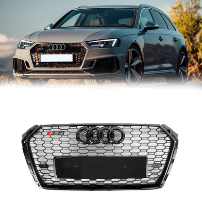 Audi A4/A4 S-Line/S4 B9 2016-2019 RS4 Style Front Bumper Grill Gloss Black Honeycomb Grill