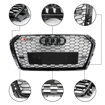 Audi A4 / A4 S-Line / S4 B9 2016 2017 2018 2019 RS4 Style Front Bumper Grill Gloss Black Honeycomb Grille