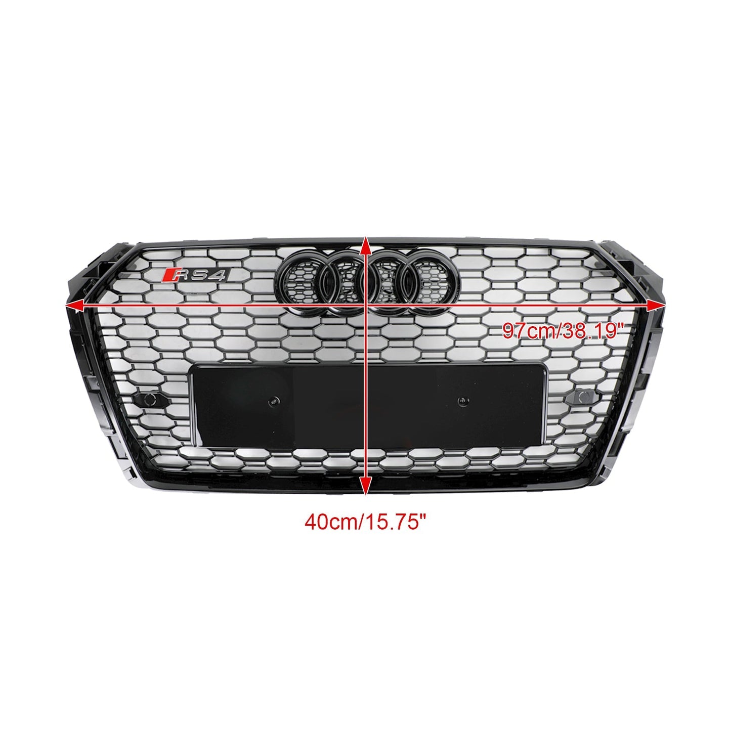 Audi A4 / A4 S-Line / S4 B9 2016 2017 2018 2019 RS4 Style Front Bumper Grill Gloss Black Honeycomb Grille