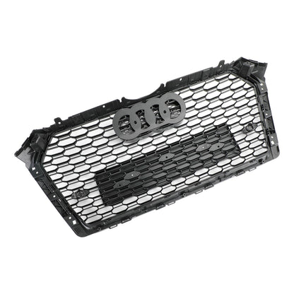 2016-2019 Audi A4/A4 S-Line/S4 B9 To RS4 Style Honeycomb Mesh Grill Front Bumper Gloss Black Grille