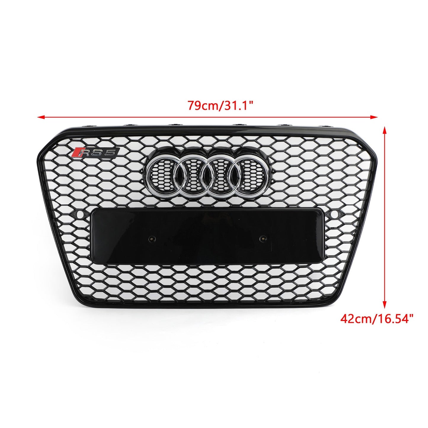 2012-2016 Audi A5 A5 Sline S5 B8.5 Honeycomb Hex RS5 Style Glossy Black Front Grille W Emblem