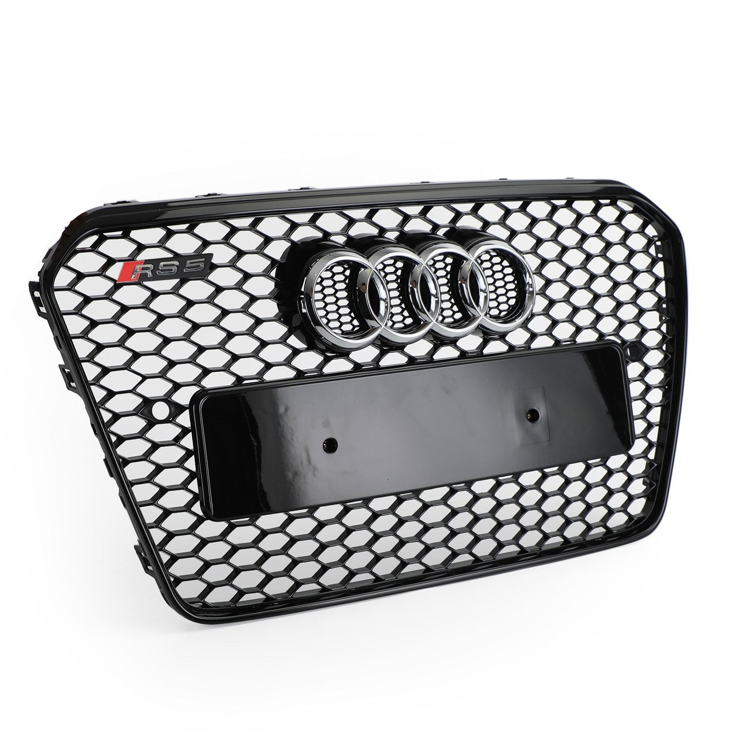 2012-2016 Audi A5 / A5 Sline / S5 B8.5 RS5 Style Honeycomb Front Bumper Grille With Silver Ring Emblem