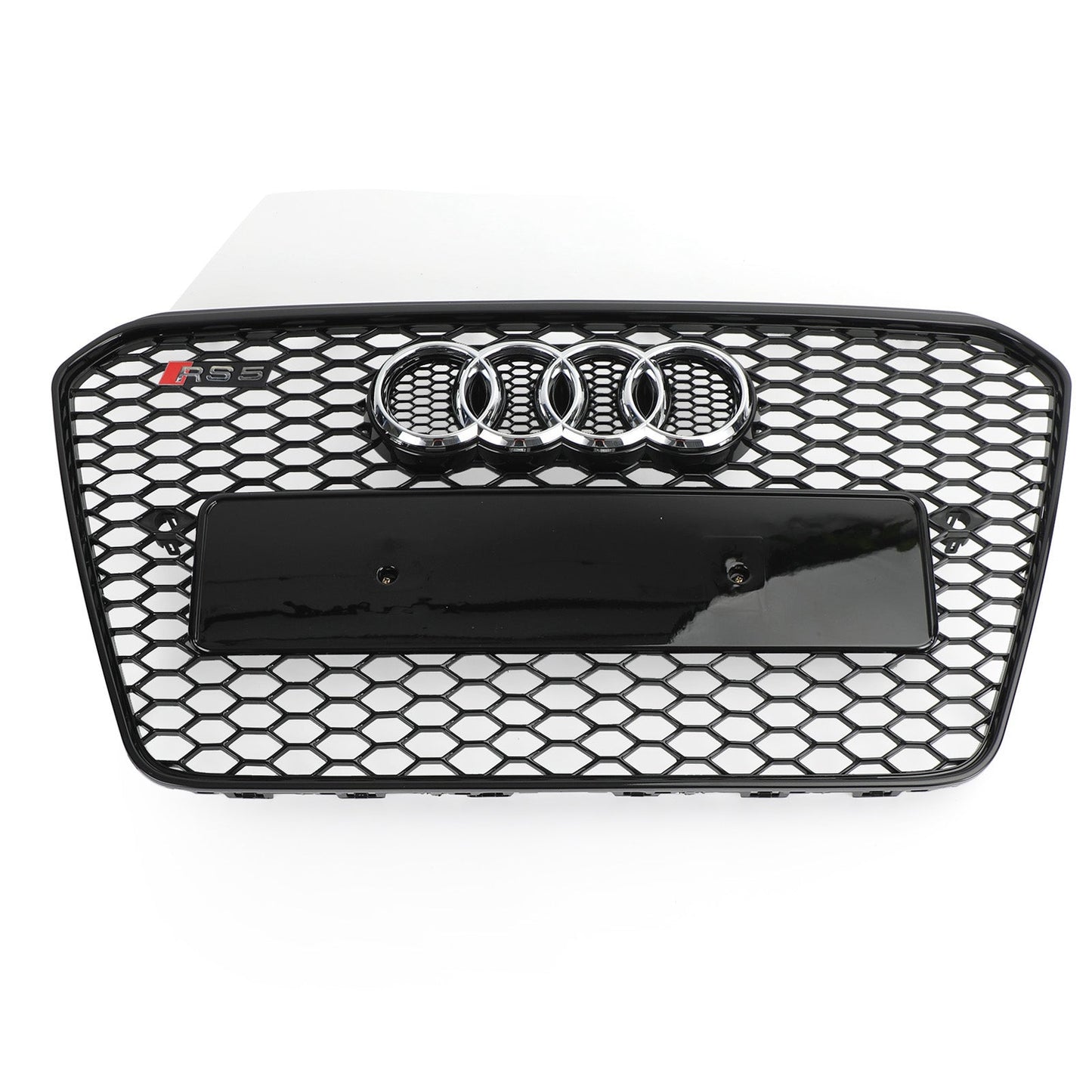 RS5 Style Glossy Black Honeycomb Grille for 2012-2016 Audi A5 A5 Sline S5 B8.5 Front Grille W Emblem