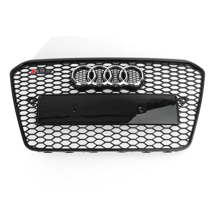 2012-2016 Audi A5 / A5 Sline / S5 B8.5 RS5 Style Honeycomb Front Bumper Grille With Silver Ring Emblem