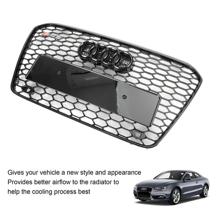 Audi A5 / A5 Sline / S5 B8.5 Honeycomb Mesh Grill 2012-2016 Glossy Black RS5 Style Grille With Black Ring Emblem