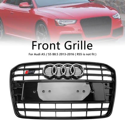 Audi A5 / A5 Sline / S5 B8.5 2012-2016 RS5 / S5 Style Grill Front Bumper Glossy Black Grille