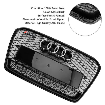 2012-2016 Audi A5 / A5 Sline / S5 B8.5 RS5 Style Honeycomb Front Bumper Grille With Silver Ring Emblem
