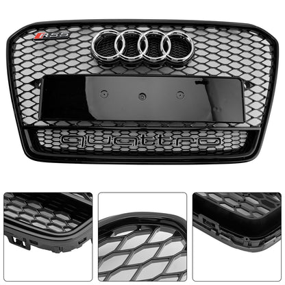 2012-2016 Audi A5 / A5 Sline / S5 B8.5 RS5 Style Honeycomb Front Bumper Grille With Silver Ring Emblem