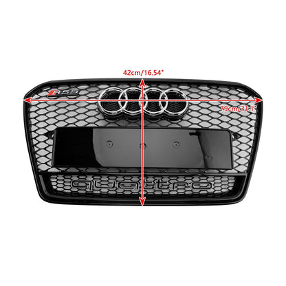 2012-2016 Audi A5 / A5 Sline / S5 B8.5 RS5 Style Honeycomb Front Bumper Grille With Silver Ring Emblem