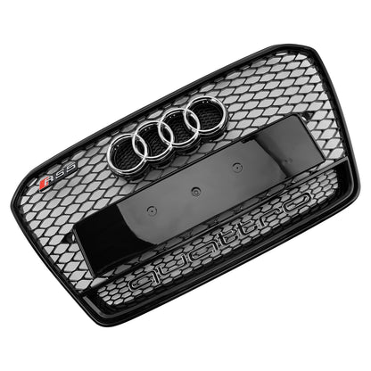 2012-2016 Audi A5 / A5 Sline / S5 B8.5 RS5 Style Honeycomb Front Bumper Grille With Silver Ring Emblem