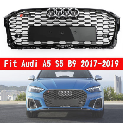 2017-2019 Audi A5 / A5 Sline / S5 B9 Honeycomb Grill Replacement RS5 Style Sport Mesh Hex Black Grille
