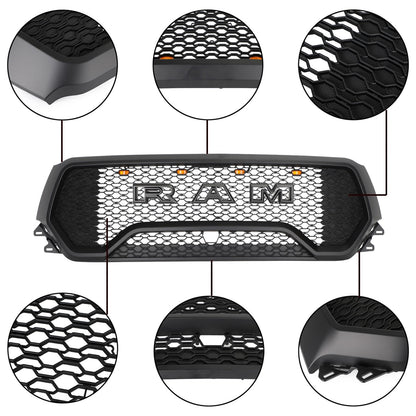 2019-2024 Dodge Ram 1500 TRX Style LED Honeycomb Grill Front Upper Hood Grille