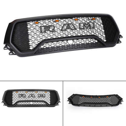 2019-2024 TRX Style Dodge Ram 1500 Matte Black Front Grill Air Intake Radiator Bumper Grille W/ Letter + LED Light