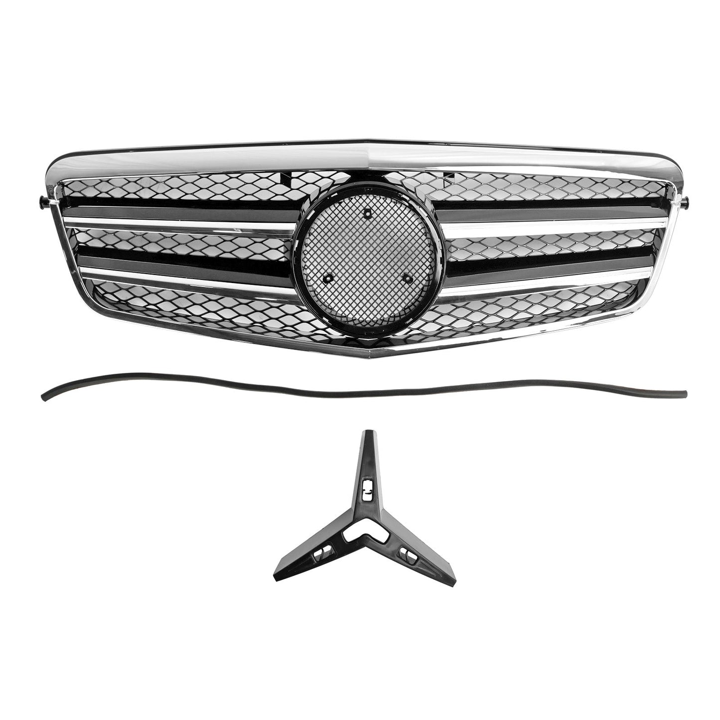 2009 2010 2011 2012 2013 Mercedes-Benz E-Class W212 AMG Style Chrome Grill  Front Bumper Replacement Grille With Emblem