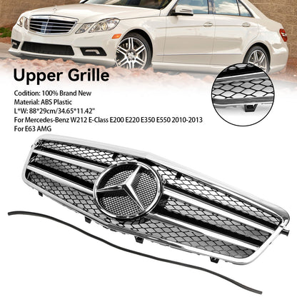 2009 2010 2011 2012 2013 Mercedes-Benz E-Class W212 AMG Style Chrome Grill  Front Bumper Replacement Grille With Emblem