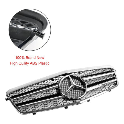 2009 2010 2011 2012 2013 Mercedes-Benz E-Class W212 AMG Style Chrome Grill  Front Bumper Replacement Grille With Emblem