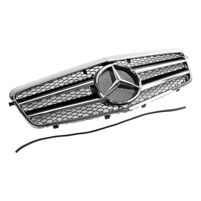 2009 2010 2011 2012 2013 Mercedes-Benz E-Class W212 AMG Style Chrome Grill  Front Bumper Replacement Grille With Emblem