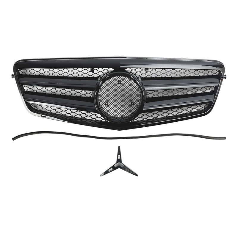 2009-2013 Mercedes-Benz E-Class W212 Black Grille AMG Style Front Bumper Replacement Grill
