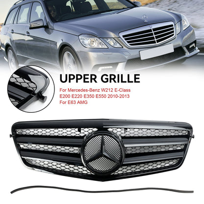 2009-2013 Mercedes-Benz E-Class W212 Black Grille AMG Style Front Bumper Replacement Grill