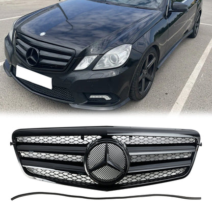 2009-2013 Mercedes-Benz E-Class W212 Black Grille AMG Style Front Bumper Replacement Grill
