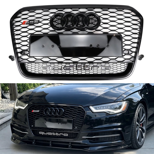 2012-2015 Audi A6/A6 Sline/S6 C7 Honeycomb Grille Front Bumper Black Grill With RS6 Style Quattro