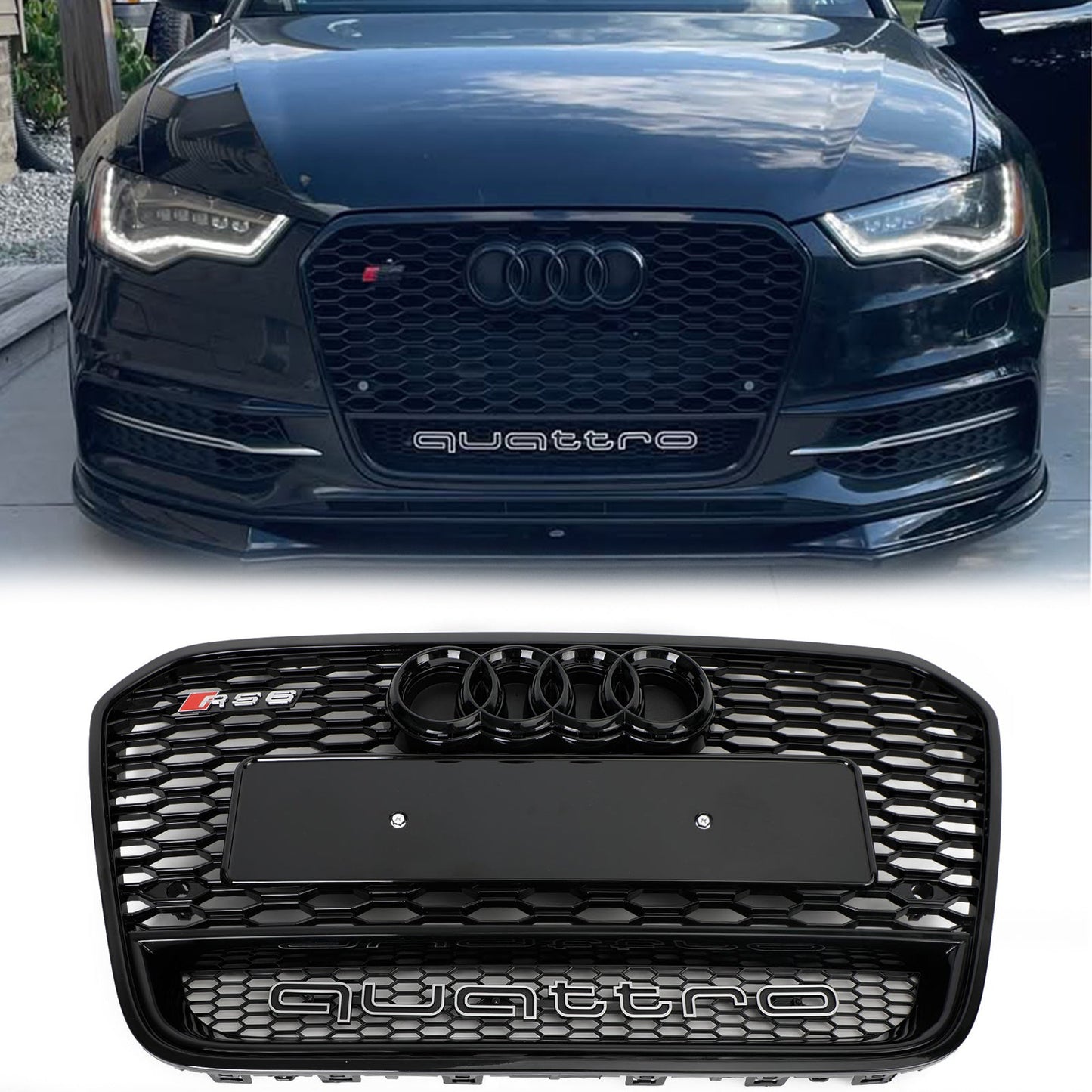 Audi 2012-2015 A6 S6 C7 Grill Replacement RS6 Style Front Mesh Honeycomb Grill Replacement
