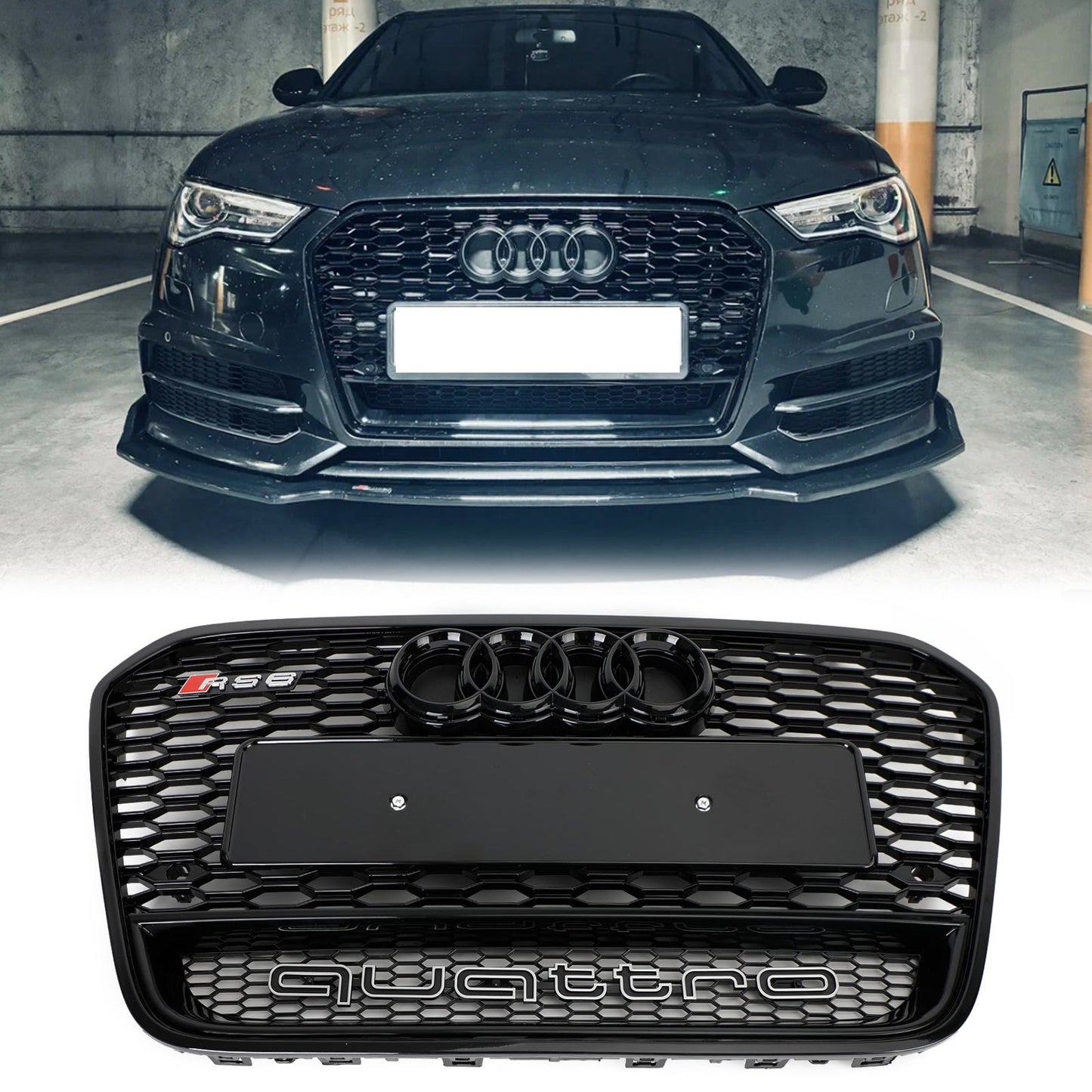 Audi 2012-2015 A6 S6 C7 Grill Replacement RS6 Style Front Mesh Honeycomb Grill Replacement