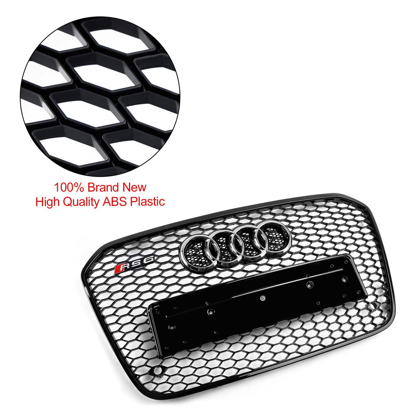 2012-2015 Audi A6 C7/S6 pre-facelift RS6 Style Honeycomb Front Bumper Grille Blcak Grill