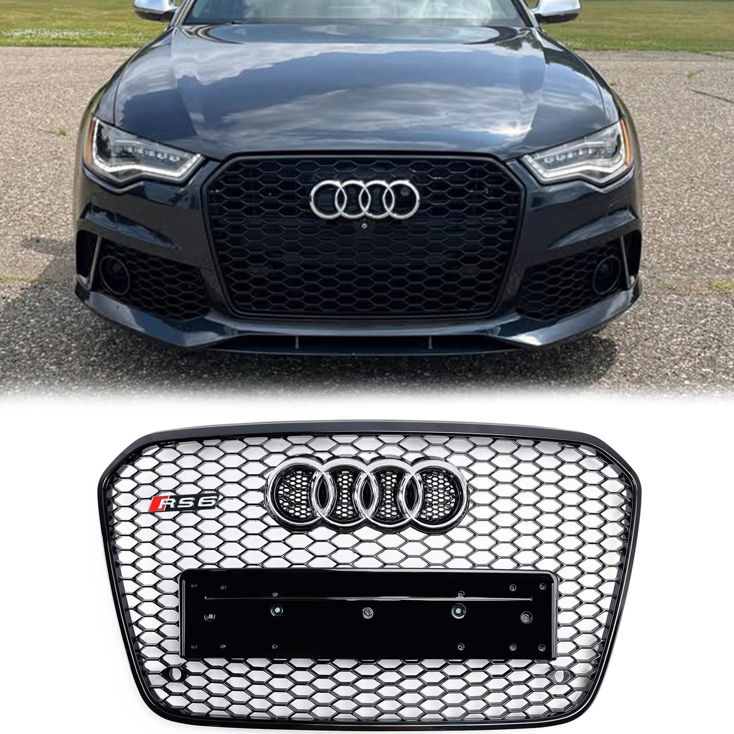 Audi 2012-2015 A6 S6 C7 Grill Replacement RS6 Style Front Mesh Honeycomb Grill Replacement