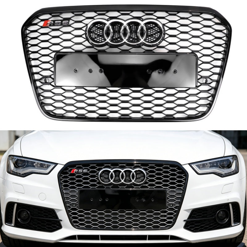 2012-2015 Audi A6 C7/S6 pre-facelift RS6 Style Honeycomb Front Bumper Grille Blcak Grill