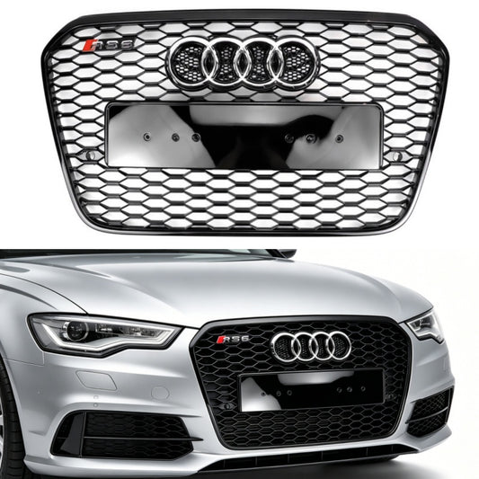 Audi A6 C7 / S6 2012-2015 pre-facelift RS6 Style Honeycomb Front Bumper Grille Blcak Grill