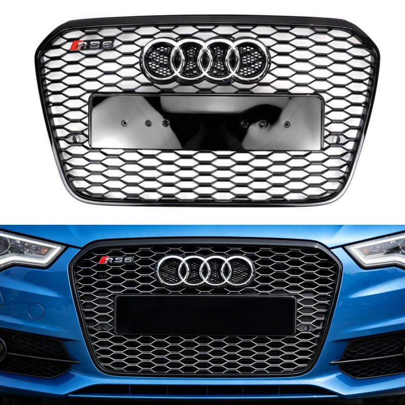 2012-2015 Audi A6 C7/S6 pre-facelift RS6 Style Honeycomb Front Bumper Grille Blcak Grill