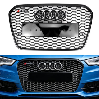 2012-2015 Audi A6 C7/S6 pre-facelift RS6 Style Honeycomb Front Bumper Grille Blcak Grill