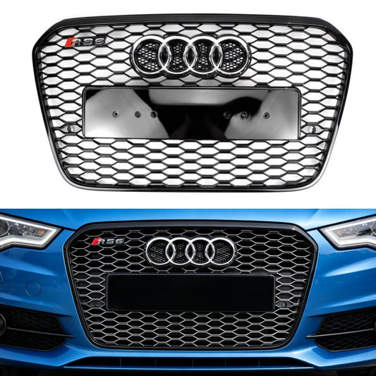 Audi A6 C7 / S6 2012-2015 pre-facelift RS6 Style Honeycomb Front Bumper Grille Blcak Grill
